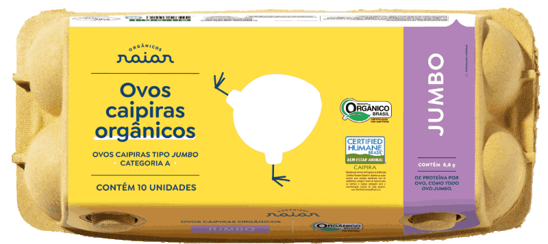 Estojos de 10 ovos jumbo empilhados